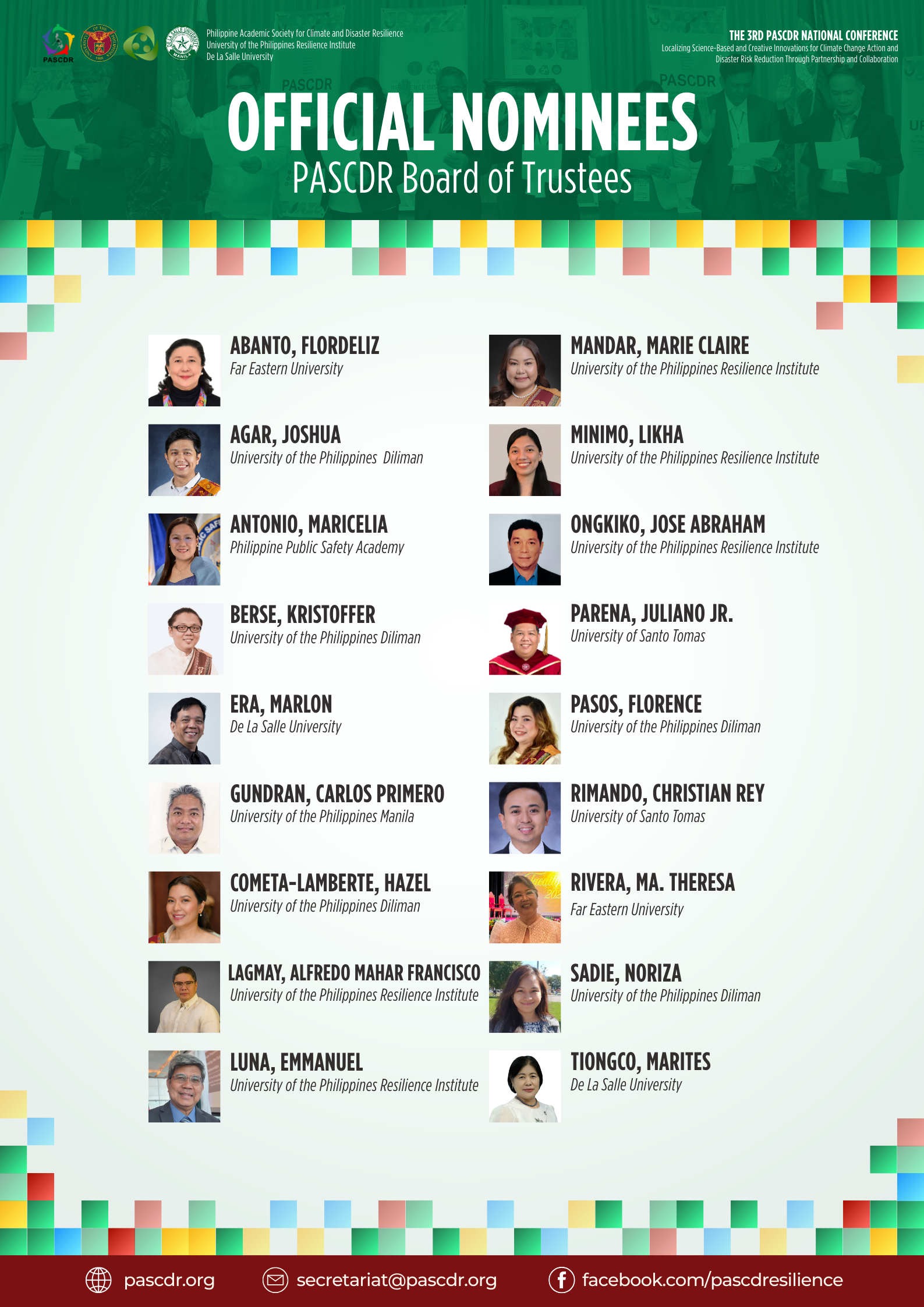 MEET THE 3RD PASCDR BOARD OF TRUSTEES OFFICIAL NOMINEES