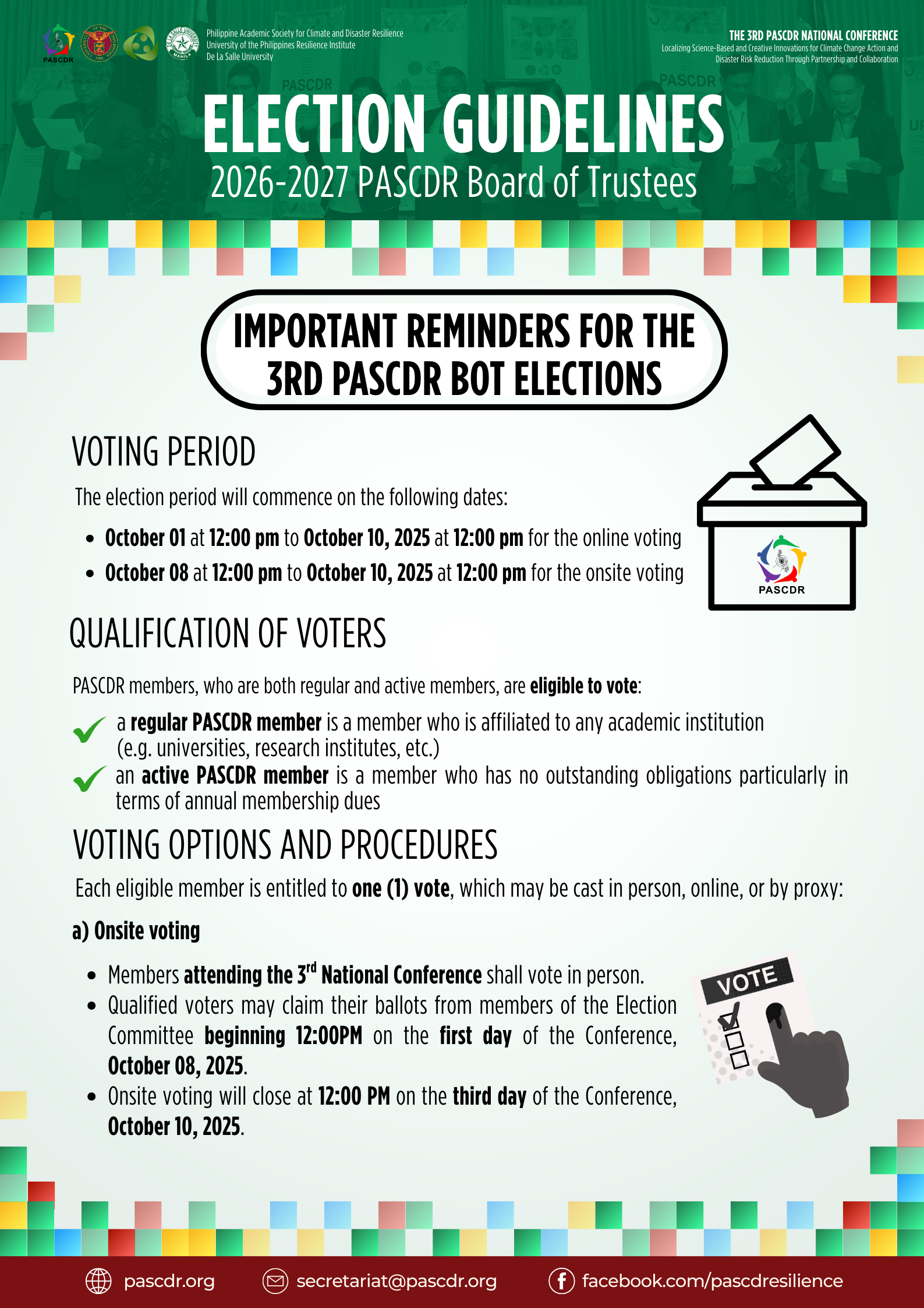 ELECTION GUIDELINES FOR THE 3RD PASCDR BOARD OF TRUSTEES ELECTIONS